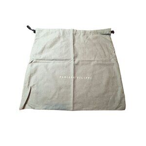 Fabiana‎ Filippi Drawstring Dust Bag 14" x 13" Grey Linen Logo Storage Pouch